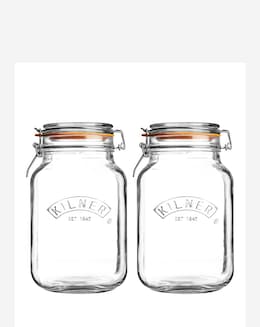 Kilner Set of 2 Clip Top Square Jars 1.5l