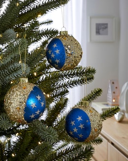 Gisela Graham 3 Moon & Stars Baubles - Image