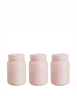 Kilner Set of 3 Ceramic Storage Jars - Dusky Pink
