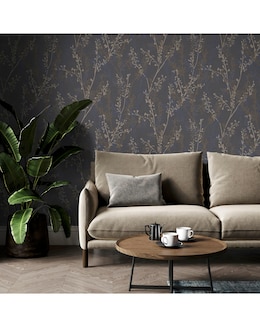 Boutique Breeze Sprig Blue Wallpaper