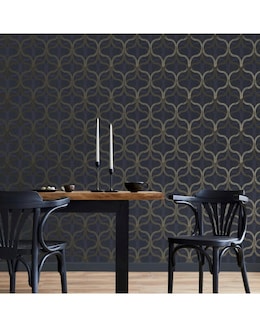 Boutique Refine Geo Navy &amp; Gold Wallpaper