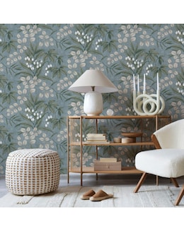 Superfresco Easy Persephone Duck Egg Blue Floral Wallpaper