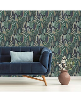 Sublime Arty Leaves Blue Wallpaper