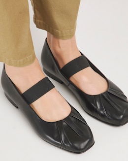 Ruched Mary Jane Ballerina Ex Wide Fit - Image