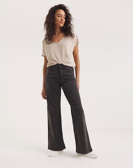 Simply Be 24/7 Washed Black Wide Leg Jeans