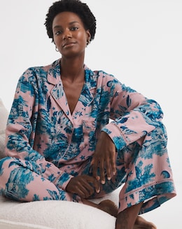 Figleaves Printed Viscose Pyjama Set - Image