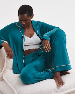 Figleaves Satin Trim Pyjama Set - Image