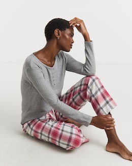 Pretty Secrets Check Henley PJ Set - Image
