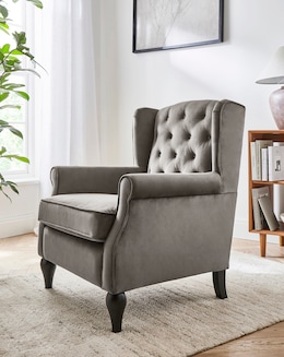 Bailey Velvet Wingback Armchair - Image