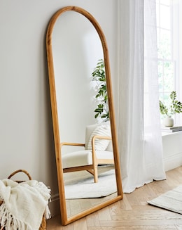 Light Wood Arch Leaner Mirror - Image