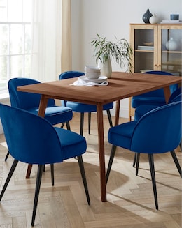 Oslo Table with 6 Emilie Velvet Chairs - Image