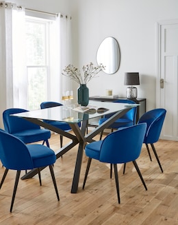 Bodie Table with 6 Emilie Velvet Chairs - Image