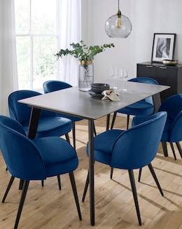 Hale Table with 6 Emilie Velvet Chairs - Image
