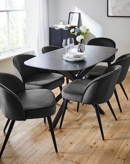 Brock Table with 6 Emilie Velvet Chairs - Image