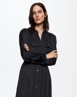 Mango Dominic Satin Shirt Dress - Image
