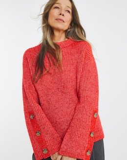Re-luxe Red Button Sleeve Jumper