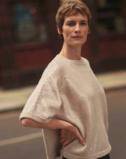 CLEAR SEQUIN SHORT SLEEVE JUMPER - Image