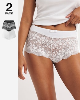 2 Pack Lottie Lace Black/White Briefs - Image