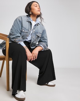 Black Magisculpt Wide Leg Long Trousers - Image