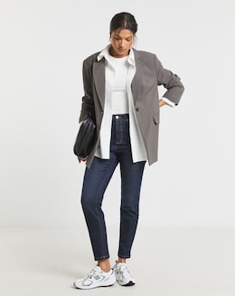 Simply Be Charcoal Oversized Single Breasted Blazer