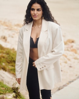 Simply Be White Oversized Single Breasted Blazer