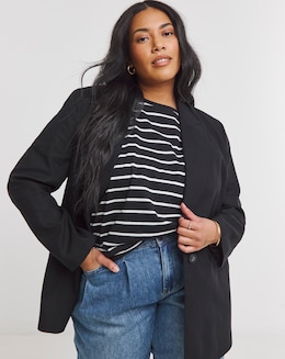 Simply Be Black Relaxed Linen Blend Blazer