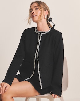 SBE Embellished Boucle Collarless Jacket - Image