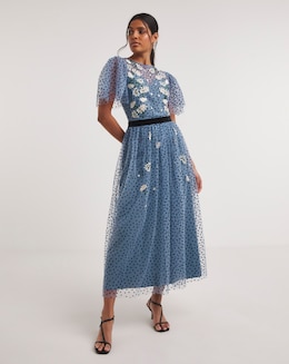 Joanna Hope Mesh Spot Midi Dress - Image