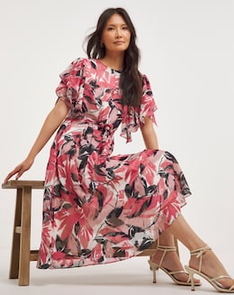 Joanna Hope Floral Petal Sleeve Dress - Image