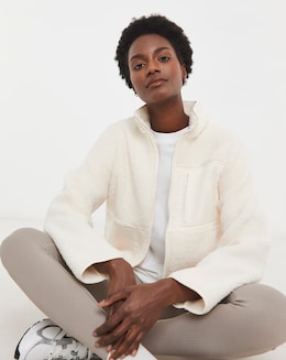 Cream Nylon Pocket Borg Jacket - Image