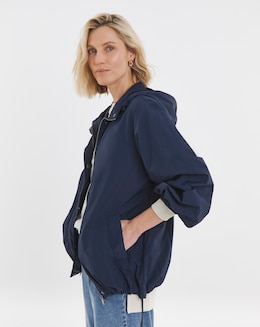 Navy Short Tech Parka Raincoat - Image