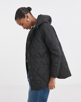 Black Short Quilted Jacket - Image