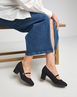 Low Block Heel Mary Jane Ex Wide Fit - Image