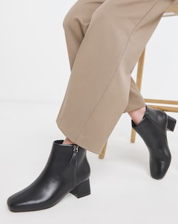 Francesca Low Block Heel Ankle Boots With Zip Detail - Extra Wide Fit (EEE)