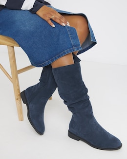 Pebble Knee High Ruched Boots - Extra Wide Fit (EEE) &amp; Standard Calf