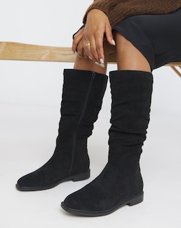 Pebble Knee High Ruched Boots - Extra Wide Fit (EEE) & Super Curvy Calf