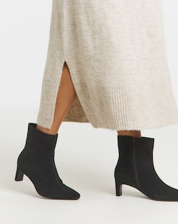 Suede Kitten Heel Ankle Boot Wide - Image