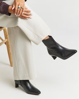 Leather Kitten Heel Ankle Boot Wide - Image