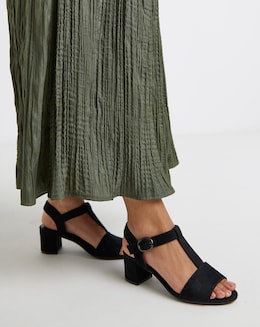 T Bar Heeled Sandals Extra Wide - Image