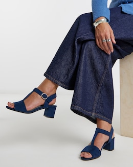 T Bar Heeled Sandals Extra Wide - Image