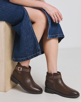 Buckle Detail Ankle Boot Ex Wide Fit - Image