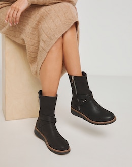 Low Wedge Buckle Boot Wide E Fit - Image