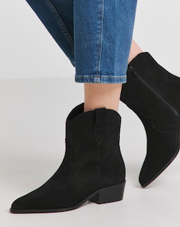 Suede Western Ankle Boot Ex Wide Fit - Image