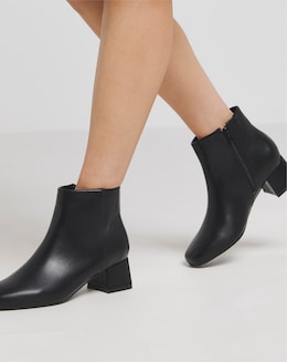 Low Block Heel Ankle Boots Ex Wide Fit - Image