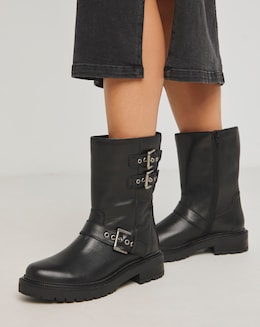 Calf Height Biker Boot Wide E Fit - Image