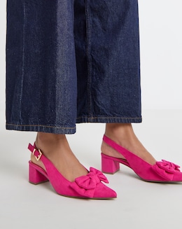 Block Heel Slingback With Bow Wide - Image