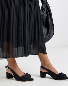 Block Heel Slingback With Bow Wide - Image