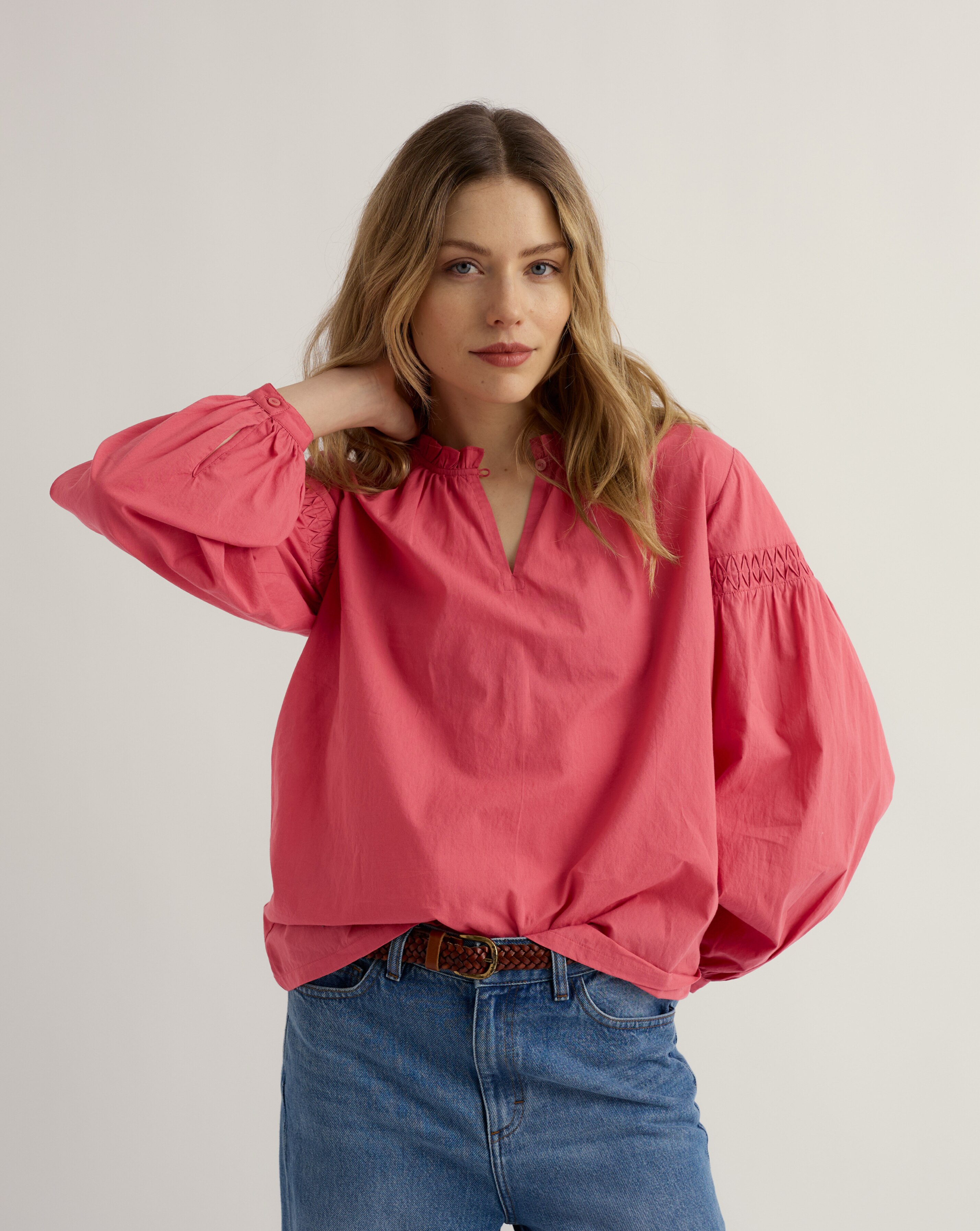 Printed Pure Cotton Seersucker Trim Short Sleeve Blouse | JD Williams
