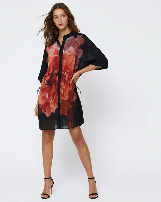 sachin and babi light blue dress Al Najma Women's Floral Print Stand Collar Long Sleeve Casual Loose Modest  Dress, Elegant Tunic Arabian Modest Dresses, For Casual Daily/Travel/Holiday /Vacation main image 1