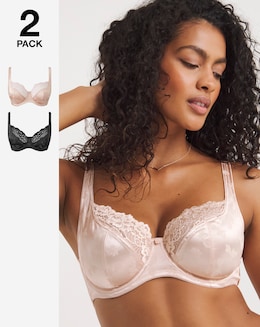 Pretty Secrets (2 Pack) Laura Full Cup Wired Bras (B-H) Black/Blush